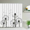 Plant Series Shower Curtain Bathroom Waterproof Polyester Curtain Dandelion Flower Print Bathtub Decorative Curtain
