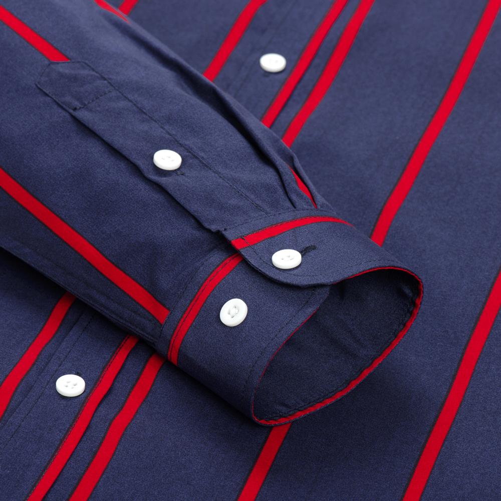 Мужская классическая рубашка в полоску с цветными блоками на весну и лето без карманов, легкие рубашки на пуговицах с длинными рукавами, устойчивые к морщинам