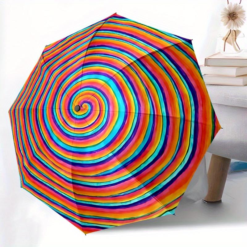 1pc Colorful Spiral Pattern Automatic Open/Close Umbrella, Ideal Fan Gift for Birthday, Christmas, Outdoor Essentials, Trendy Fashion yy250828005