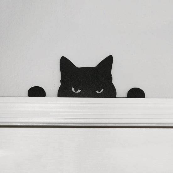 Металлическая накладка на дверь в виде кота, двусторонняя, декоративная на Хэллоуин, Рождество, настенная вывеска в виде котенка