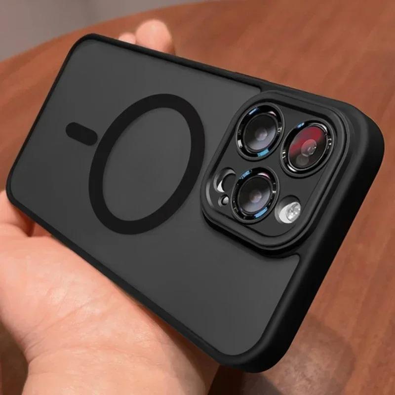 Полупрозрачный Чехол Для iPhone 17 16 15 14 13 12 11 Pro Max Для Magsafe Магнитная Беспроводная Зарядка Матовый Защита Объектива Чехол
