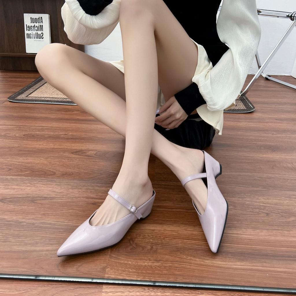Platform Shoes Women's Summer 2025 Small Platform Heightening Single Shoes Women's Outer Wear Advanced Sense Half-drag Muller Shoes Are Versatile
