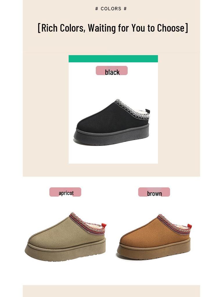 Зимние новинки 2023 года, женские этнические зимние сапоги на толстой подошве с бархатной подкладкой, ретро полушлепанцы, повседневный хлопковый стиль