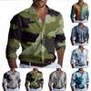 Men's Summer New Loose Print Long Sleeve Shirt Cardigan Beach Shirt