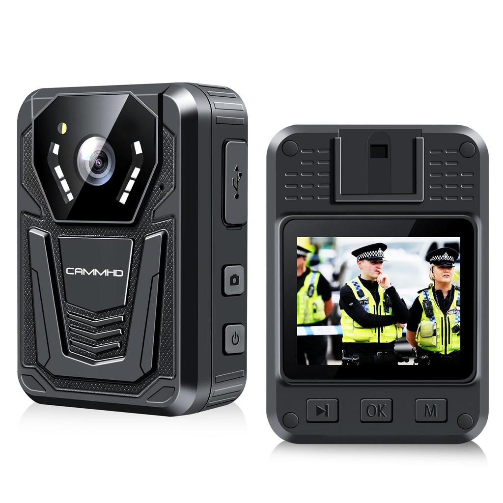 CAMMHD 4K Quality Body Camera Security Camera 32GB 3400mAh 12 Hours Continuous Use One Touch Recording Motion Detection Loop Recording Infrared Night