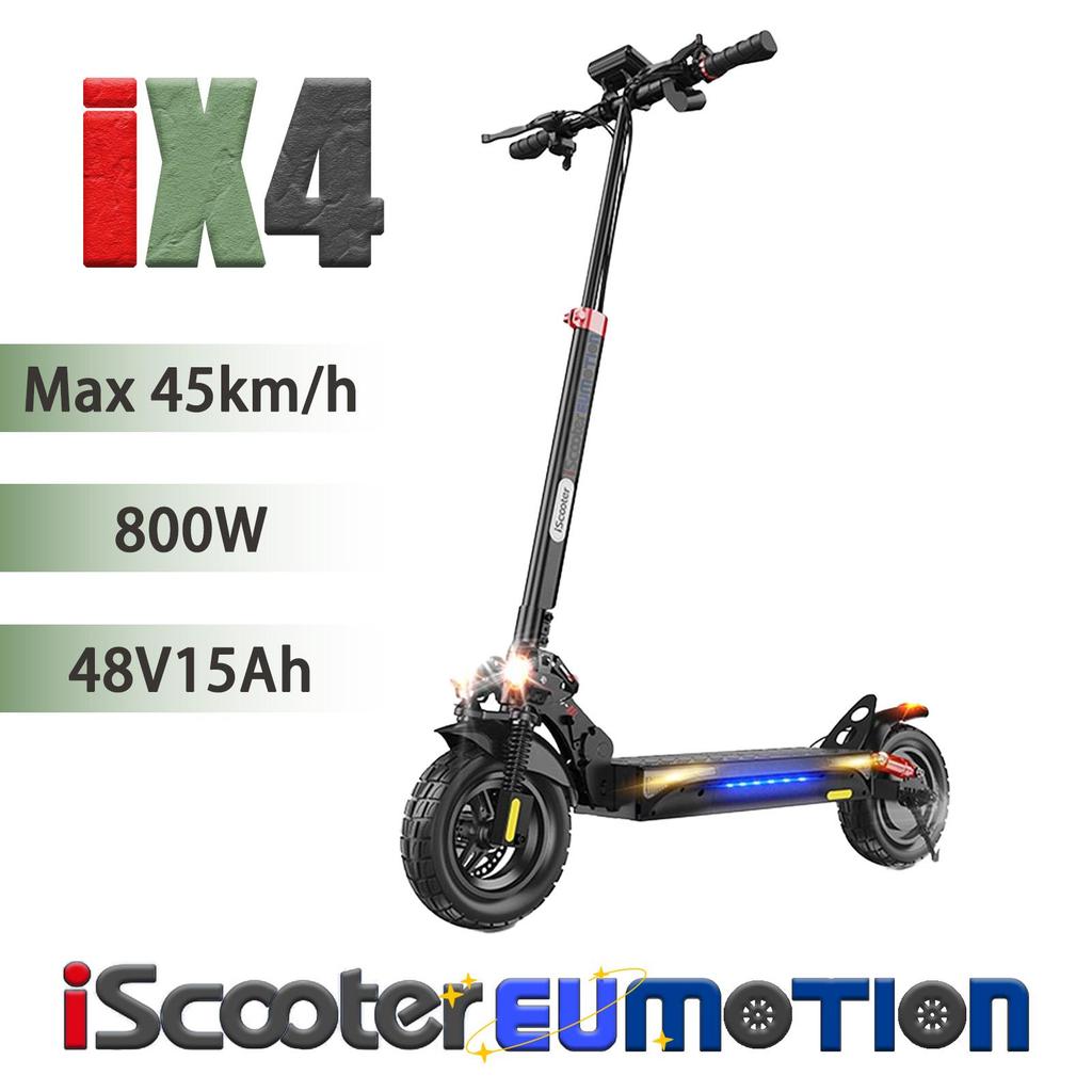 iScooter iX4 800W Electric Dirt Scooter 48V15Ah, 40-45km Range, 10" Off-Road Tires, LCD Display, Full Suspension City E-Scooter for Adults