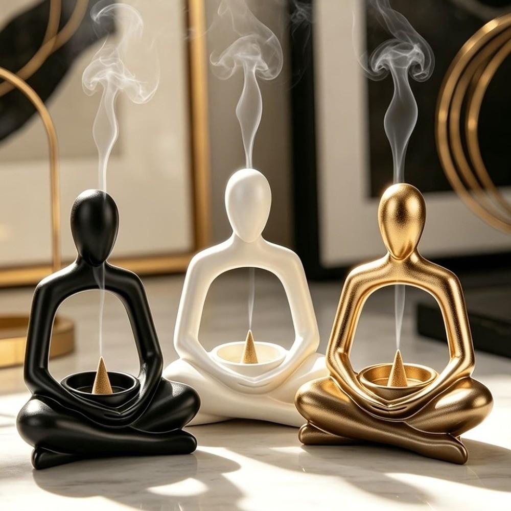 Zen Chinese Style Yoga Statue Incense Holder 3D Printed Sculpture Candle Holder Living Room