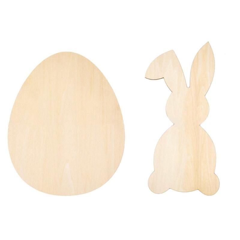 5Pieces Unfinished Slices Bunnies Eggs Cutouts for Painting