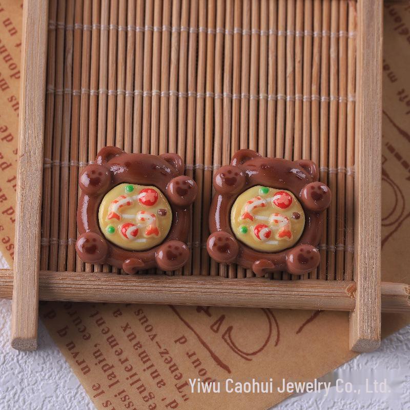 Очаровательный набор для самостоятельного изготовления брелока в виде пиццы с кошкой: В комплект входят материалы для ручного изготовления, смола, заплатки, крем-клей и аксессуары для имитации еды.