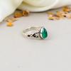 925 Sterling Silver Green Onyx Gemstone Pear Shape Ring For Women