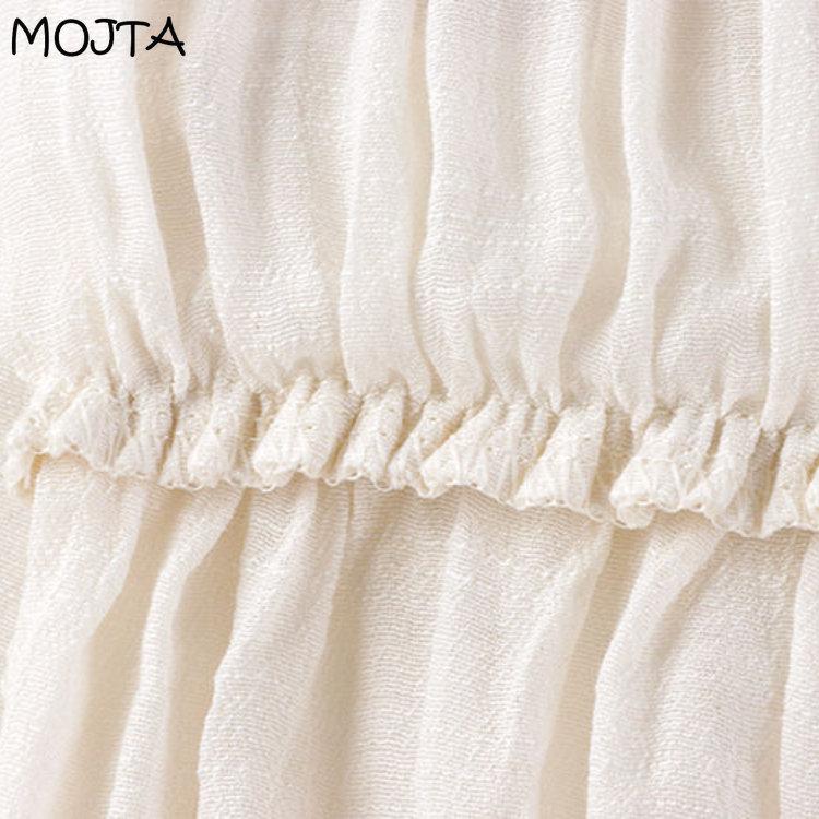 MOJTA Mid Skirt Spring Summer Women's Elastic High Waist Skirt A-line Skirt