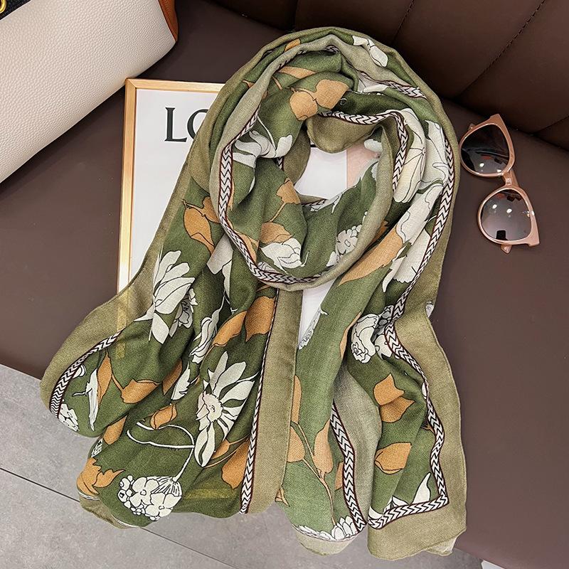 Autumn and winter new live broadcast popular scarf Korean version cotton and linen scarf women's sunscreen silk scarf shawl