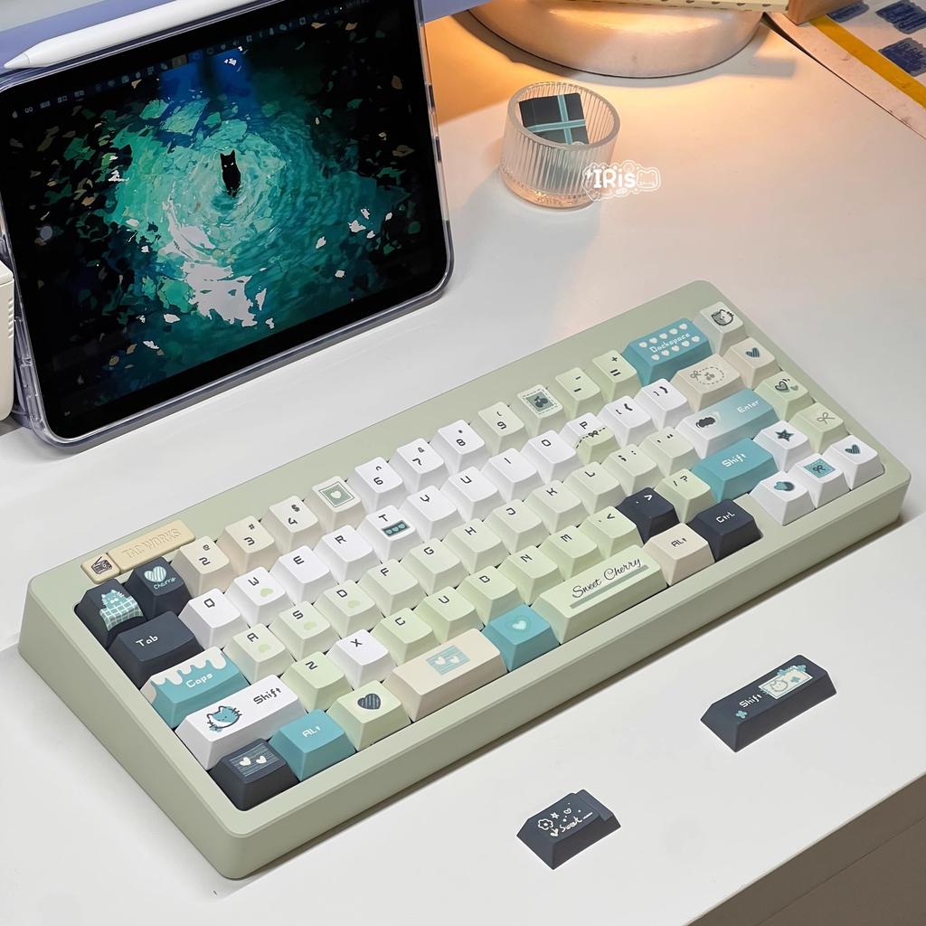 Xunyishu Колпачок для клавиш Cherry 144 клавиши PBT Пятисторонний Термосублимация Градиентный Зеленый ISO/Alice Раскладка Колпачок для клавиш 2.25/2.75U Пробел