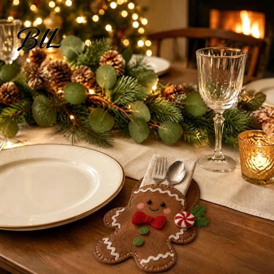 Table Setting Organizer Christmas Felt Cutlery Holder DIY Kit, Holiday Flatware Pouch Craft Snowman Party Decor Set, Handmade Utensil Sleeve