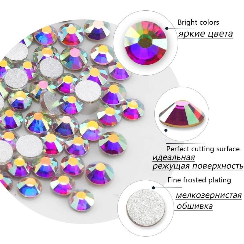 Большая упаковка Rhinestone Ss3-Ss20 Плоское дно Дрель Diy Ювелирные аксессуары Большая емкость Дрель для ногтей