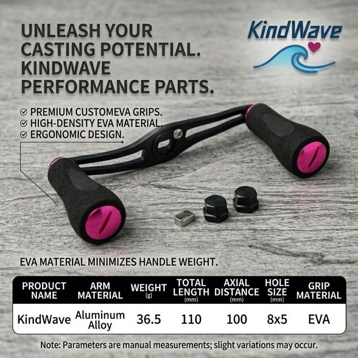 KindWave Reel Handle Shaft 100mm Total Length 110mm EVA Knob Aluminum Alloy Daiwa Abu Shimano Compatible Gunmetal