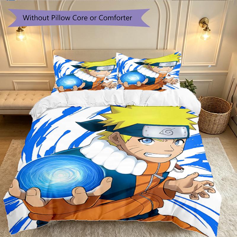 3pcs Game Role Naruto Duvet Cover Set, Home Printed Bedding Set, Breathable and Cozy Bedclothes Suitable For Festival Decor