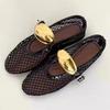 New Ballet Flats Buckle Belt Mesh Hollow Breathable Spring and Summer Large Size Round Head Fashion Shoes