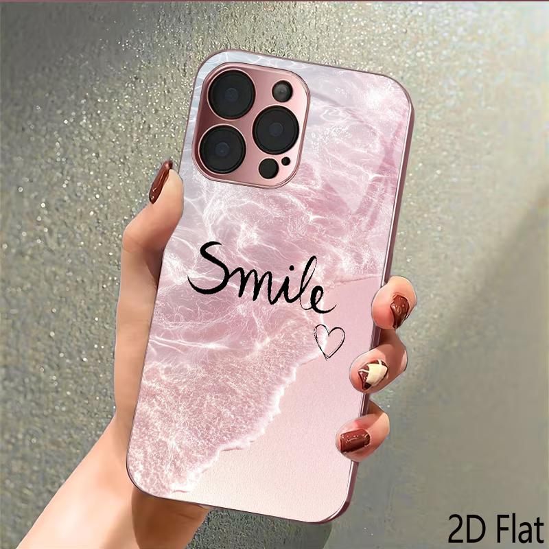 Волнистое Сердце-Улыбка 2DПлоское Для iPhone17 18 16 15 14 13 12 11 Pro Max XS XR 8 7Plus Чехол для Телефона Ударопрочный Защитный Задний Чехол