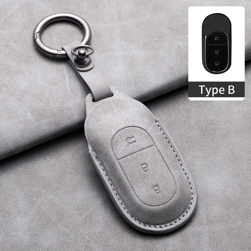 Leather Car Key Case Cover for Leapmotor T03 S01 C11 for 2025 Leapmotor C01 T03 S01 C11 Leap Motor Holder Key Fob Keychain