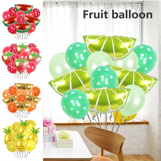 1 Set Lovely Watermelon/Strawberry/Orange/Pineapple Fruit Balloons Set DIY Party Scene Layout Aluminum Film Balloon Kids Inflatable Toy Fruit