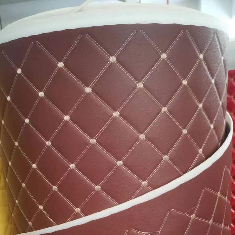 1M вышитая искусственная кожаная ткань толстая губка стеганая ПВХ кожа ткань для обивки мебели для салона автомобиля материал