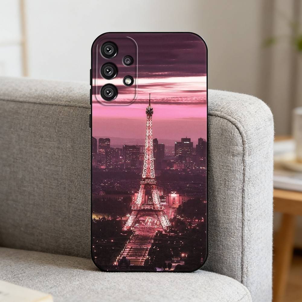 E-Eiffel T-Tower Phone Case For Samsung S25,S24,S21,S22,S23,S30,Ultra,S20,Plus,Fe,Note,10,9,5G Black Cover