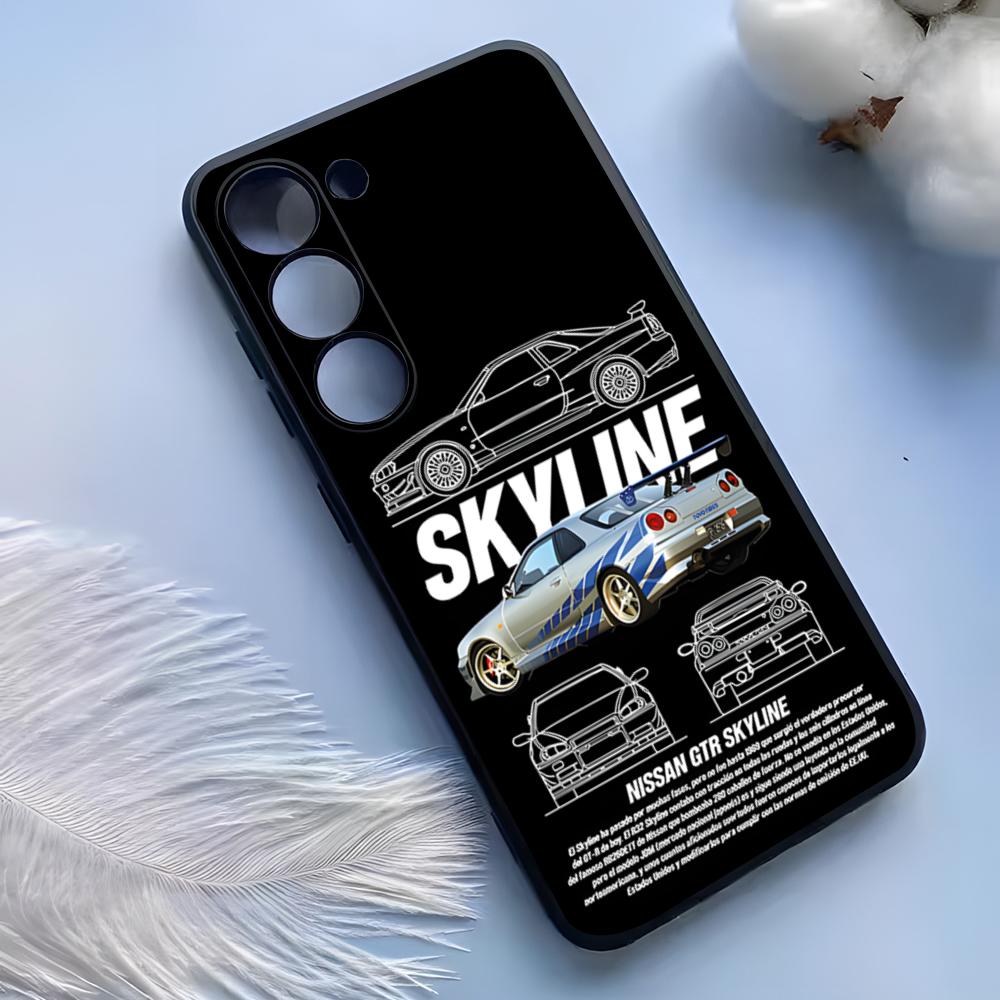 Чехол для телефона S-Skyline GTR для Samsung S25 Ultra S24 S23 S22 S21 S20 Plus Fe Galaxy A54 A53 A34 A25 Силиконовый чехол