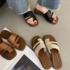 Set of Toe Slippers Women's Shoes 2024 New Summer Korean Version Retro Simple with Skirt One Pedal Roman Sandals