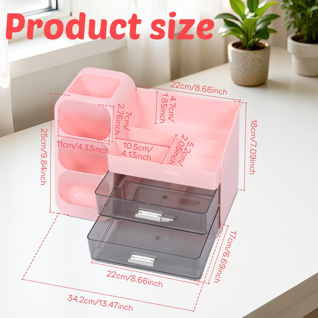 Drawer Makeup Storage Box Plastic Skincare Display Case Large Capacity Dressing Table Desktop Organizer Holder Stationery Box