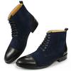 Men Boots 2024 New Fashion Dress Shoes Handmade Suede Genuine Leather Patchwork Ankle Lace Up Workplace Office Pointed Footwear