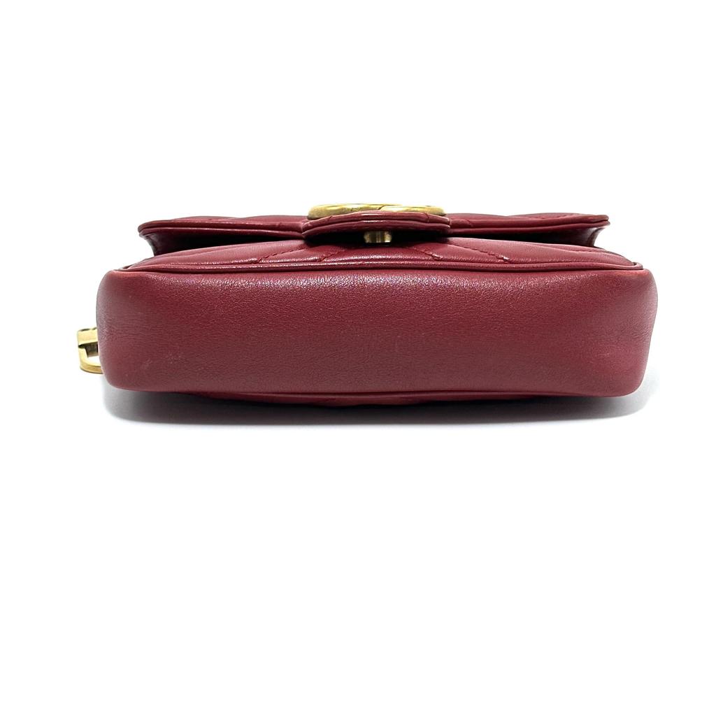 [Pre-Owned] GG Marmont Vintage Metal Logo Quilted Leather Mini Shoulder Bag - Excellent #1J88SHS