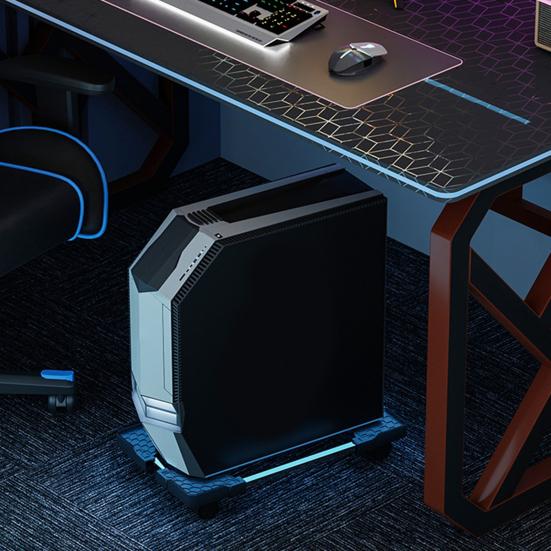 Computer Tower Stand with 4 Locking Caster Wheels Adjustable Heavy Duty Metal Computer CPU Holder Home Office Ventilated PC Tower Cart Floor Stand