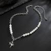 SHIXIN Hip Hop Geometric Star Pendant Necklace for Men Retro Punk Imitation Pearl Choker Necklace Fashion Jewelry on the Neck