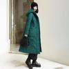 Женское осенне-зимнее пальто с капюшоном и длинными рукавами, однобортное свободное теплое длинное пальто с узлом