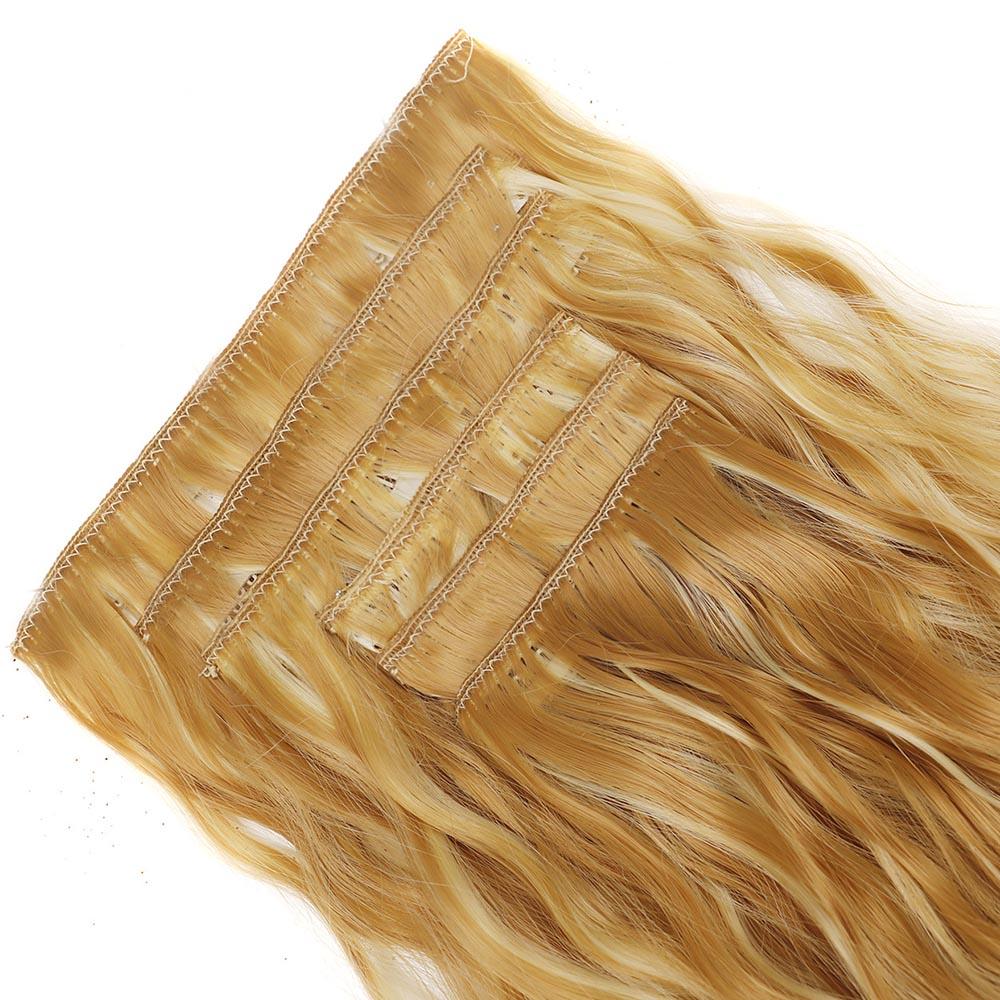 6 шт./компл. накладные волосы на клипсах для пляжных волнистых волос, длинные упругие вьющиеся шиньоны