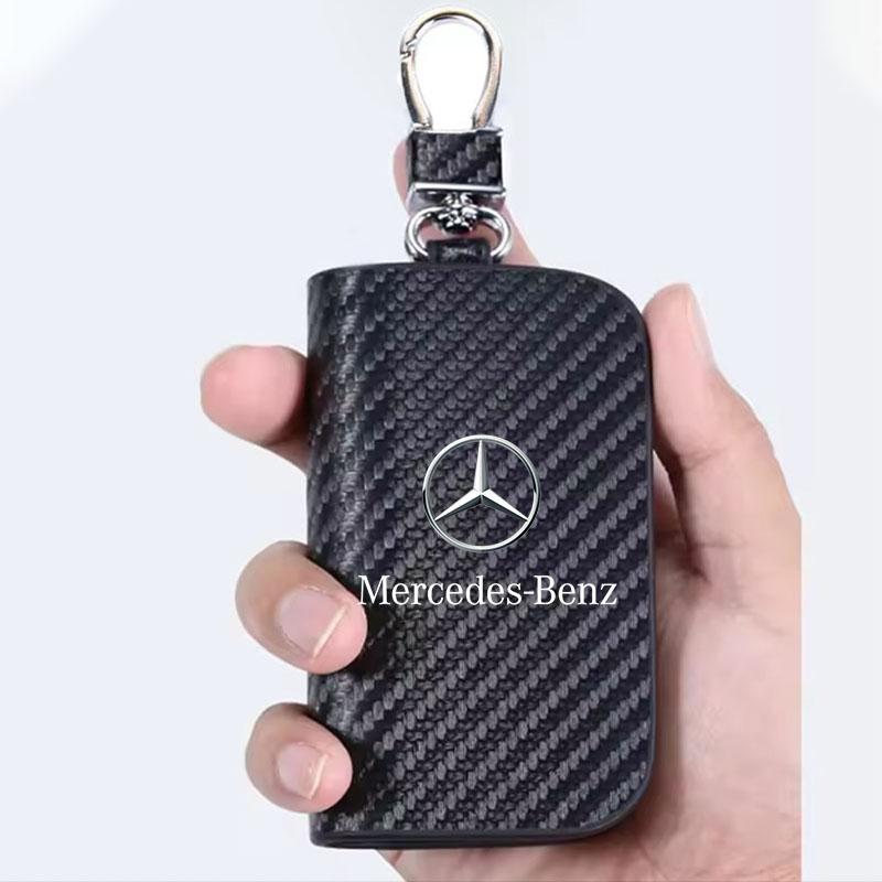 XUY2 Carbon Fiber Key Bag Car Housekeeper Key Ring Bag For Mercedes Benz B/C/E/S Class W203 W204 W205 W210 W211 W212 W221 Accessories