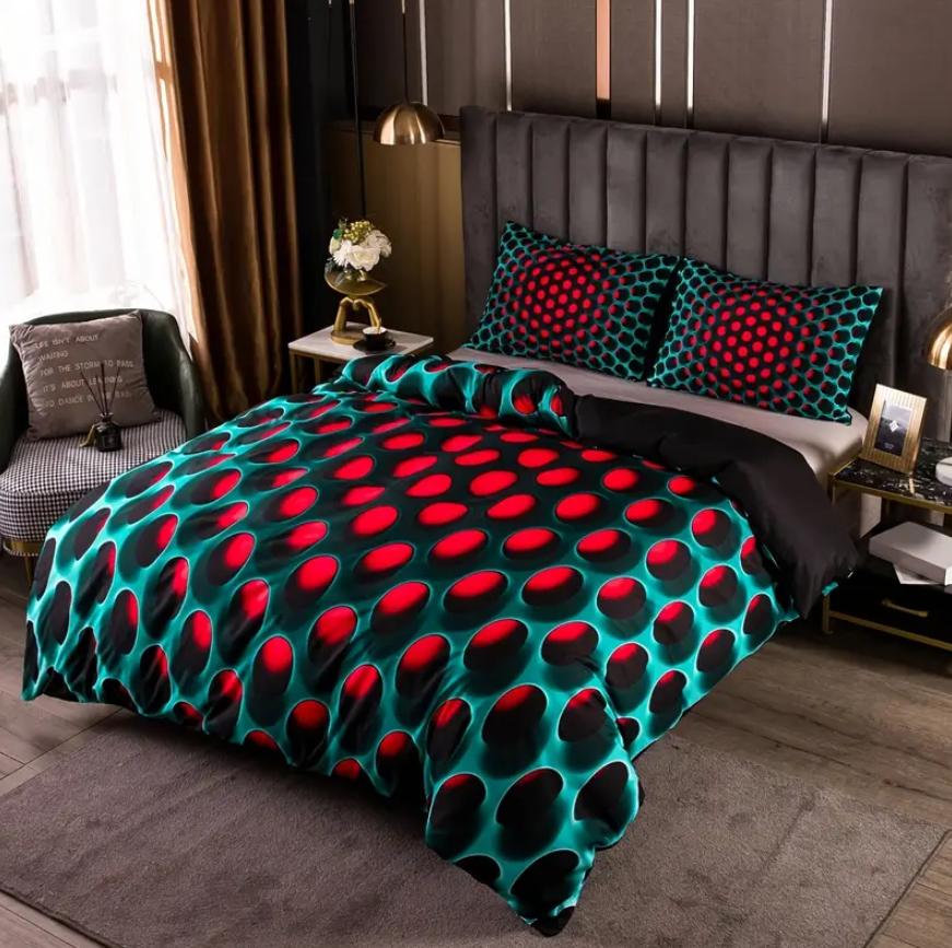 Яркий тканый полиэстер 3 предмета Постельный комплект Легкий в уходе с пододеяльником на молнии и наволочками, Всесезонный
