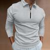New Waffle Zip Long Sleeve Polo Shirt Men's T-shirt Top 8 Colours