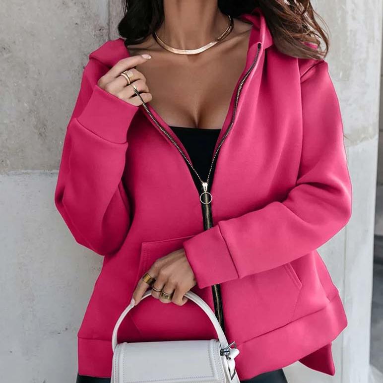 Осенне-зимние толстовки, женские спортивные толстовки, свободная толстовка с карманом и молнией