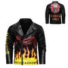 Мужская куртка из искусственной кожи с лацканами большого размера, мотоциклетная кожаная куртка, модная куртка с красочным принтом пламени