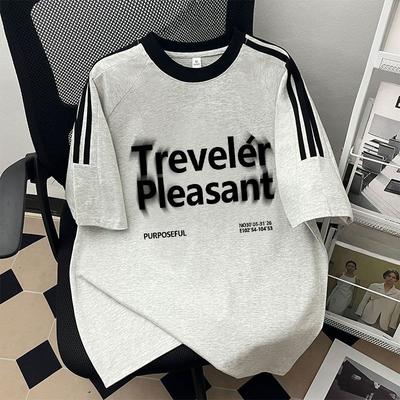 Плюс Размер Женский Летний Тренд Буквенный Принт Свободный Повседневный Топ С Коротким Рукавом