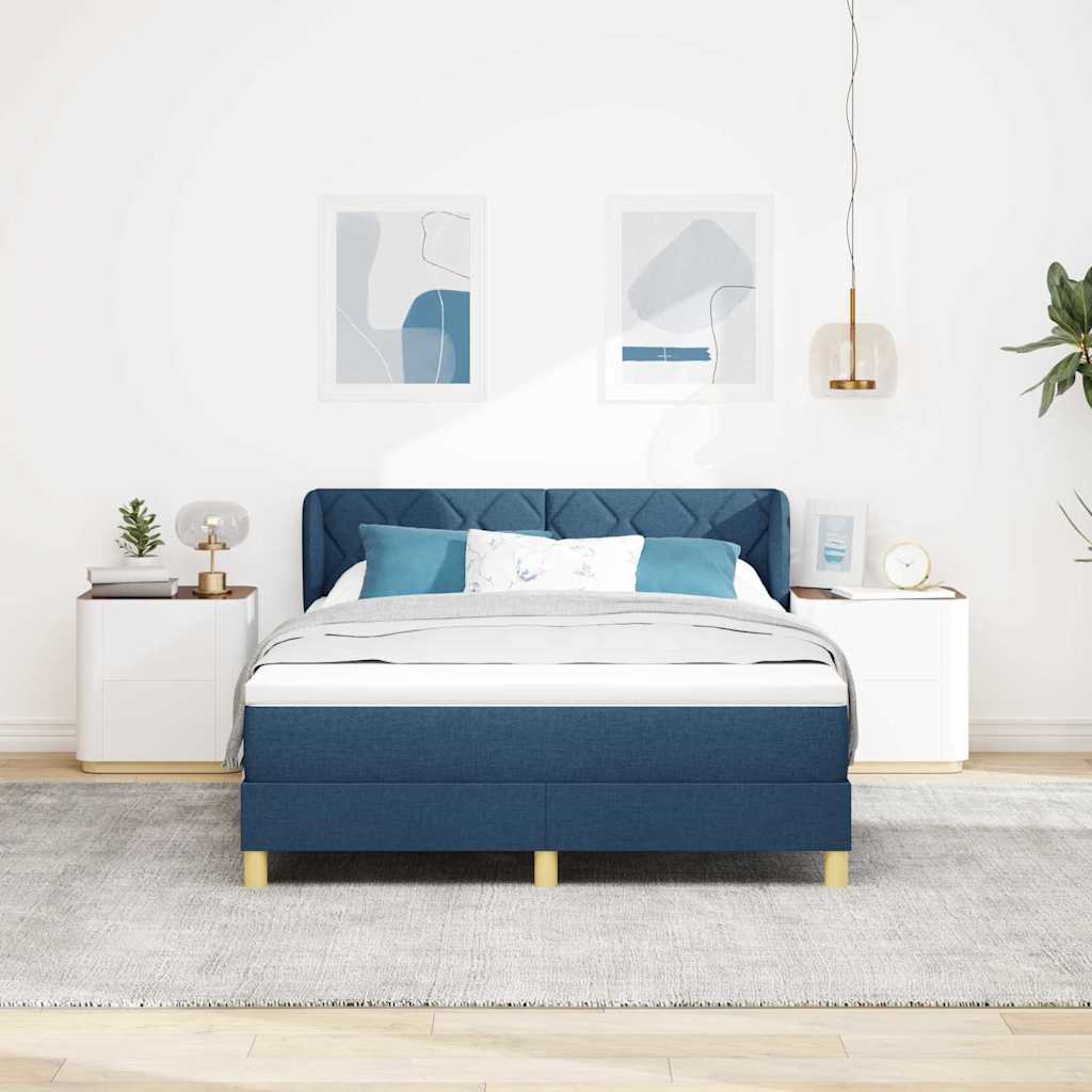 Boxspring bed with headboard Blue 160 x 200 cm Fabric
