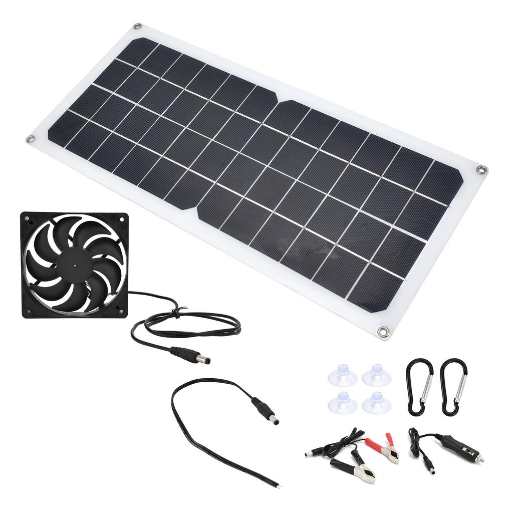 10W Photovoltaic Solar Panel with Fan Kit Dual Female USB Ports for Cars Boats Airplanes Satellites
