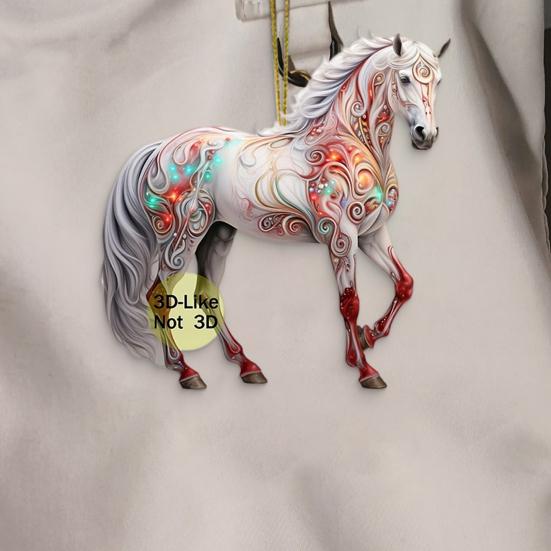 Yousheng 6 шт. Лошадь Рождественское украшение для елки 2D Акриловый подвесной декор Подарок для любителей лошадей Элегантное праздничное памятное украшение