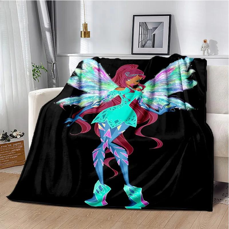 Мягкое плюшевое одеяло для девочек-бабочек, фея Winx Club, фланелевое одеяло для гостиной, спальни, кровати, дивана, пикника