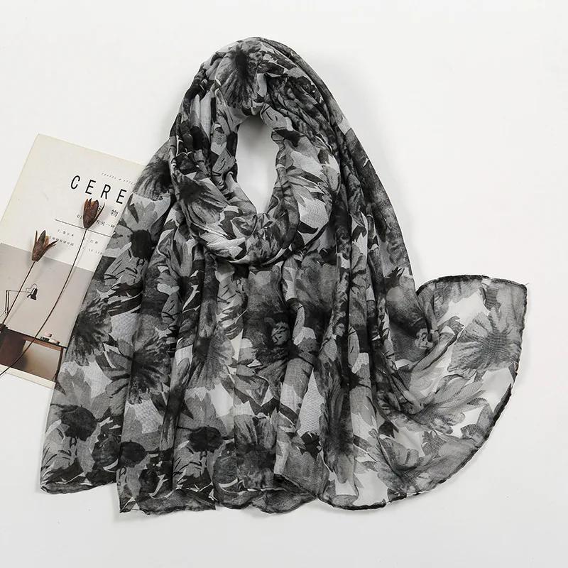 New Brand Spring Women Scarf Embroider Fashion Long Scarves Cotton Winter Shawl Lady Pashmina Bandana Foulard Hijabs Female