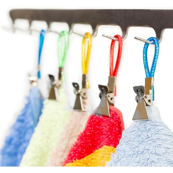 Woogim 10PCS Metal Hanging Towels Clip with Hanging Loop Kitchen Towels Clips Tea Towel Storage Clips for Home Kitchen Bathroom