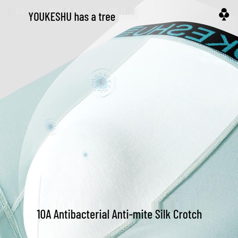 Youkeshu Мужские боксеры-брифы из чистого хлопка и шелка тутового дерева с антибактериальным эффектом