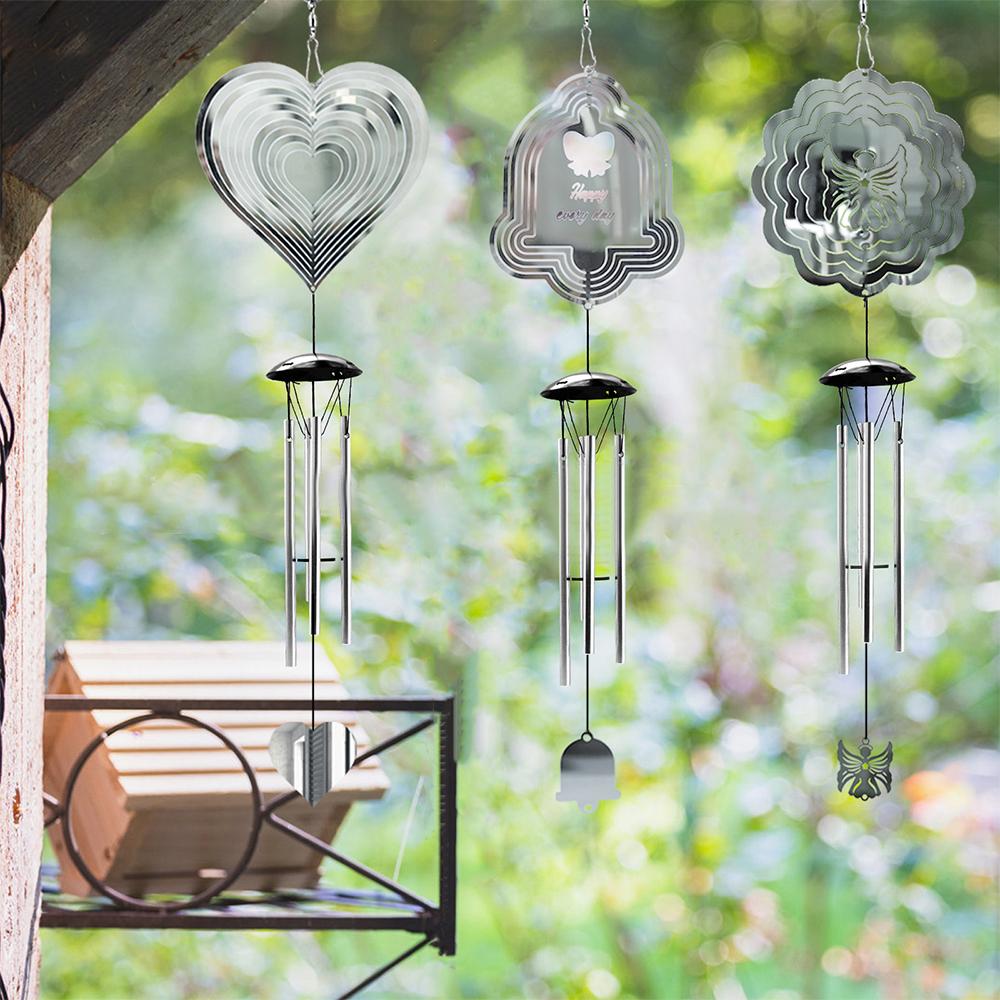 3D Rotating Wind Chimes Creative Metal Mirror Wind Spinner Pendant Garden Decoration Wind Spinner Home Decor Accessories